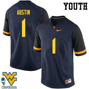 Youth West Virginia Mountaineers NCAA #1 Tavon Austin Navy Authentic Nike Stitched College Football Jersey VY15Q61QH